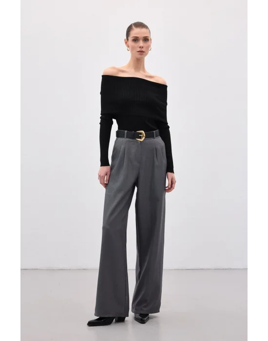 Madonna Yaka Triko - Siyah