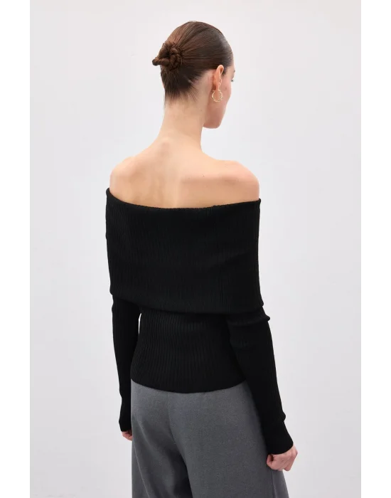 Madonna Yaka Triko - Siyah