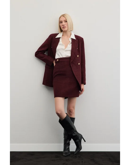 Mini Boy Tüvit Etek - Bordo