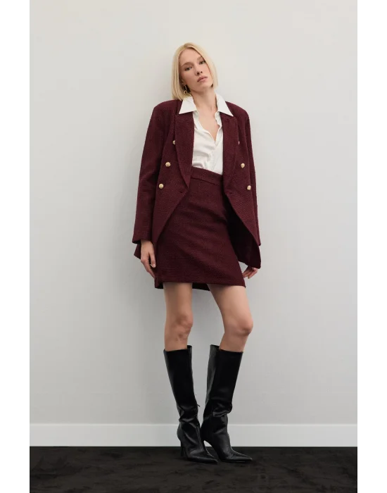 Mini Boy Tüvit Etek - Bordo