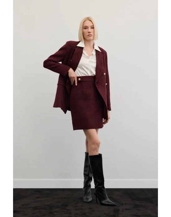 Mini Boy Tüvit Etek - Bordo