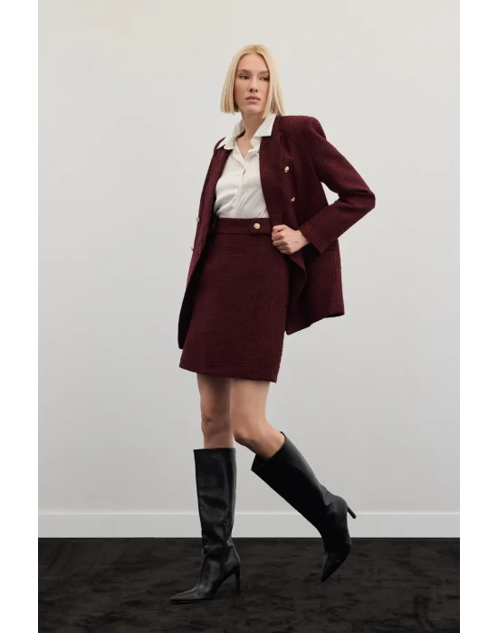 Mini Boy Tüvit Etek - Bordo