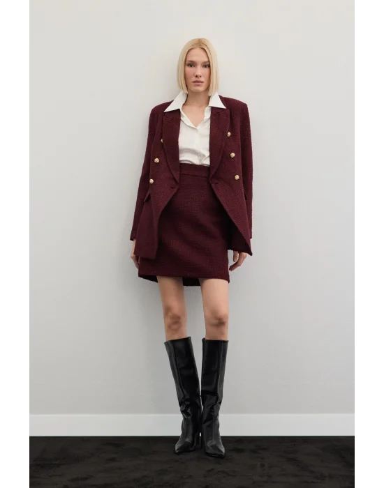 Mini Boy Tüvit Etek - Bordo