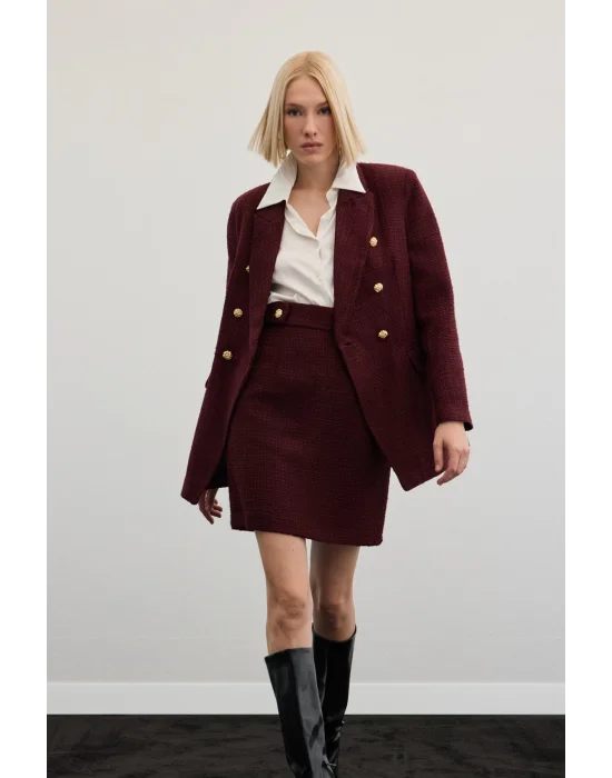 Mini Boy Tüvit Etek - Bordo