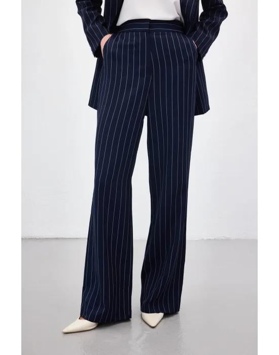 Rina Çizgili Pantolon - Lacivert