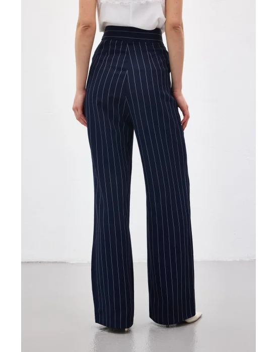 Rina Çizgili Pantolon - Lacivert