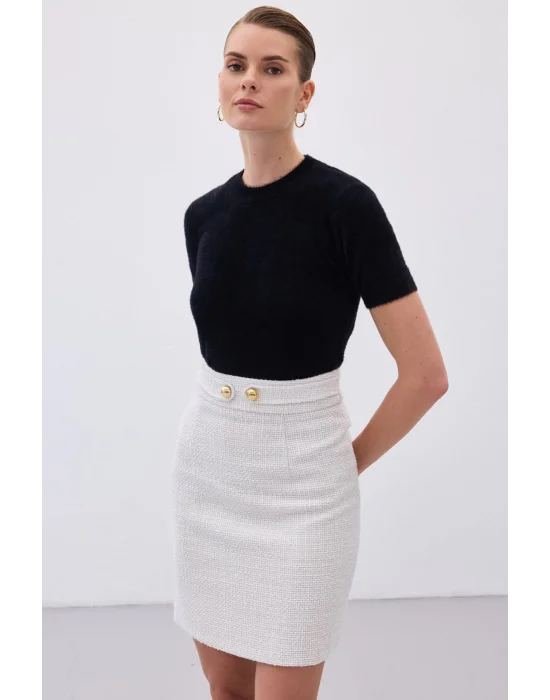 Sakallı Kısa Kol Triko - Siyah