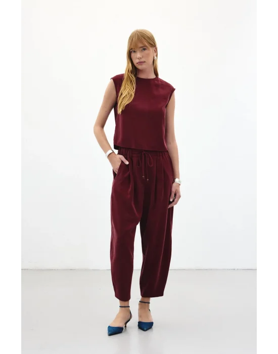 Şalvar Kesim Pantolon - Bordo