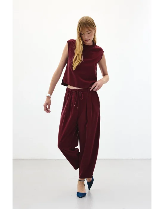 Şalvar Kesim Pantolon - Bordo