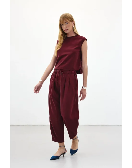 Şalvar Kesim Pantolon - Bordo