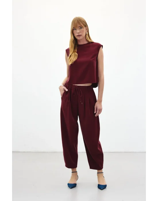 Şalvar Kesim Pantolon - Bordo