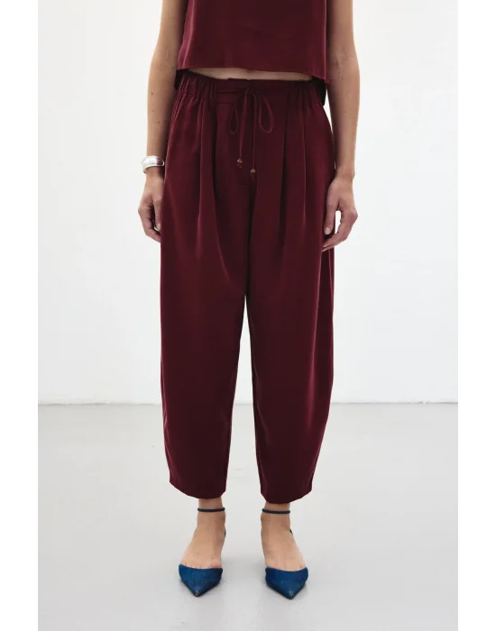 Şalvar Kesim Pantolon - Bordo