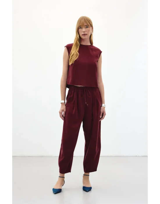 Şalvar Kesim Pantolon - Bordo