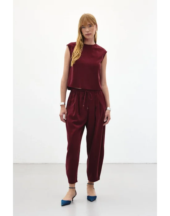 Şalvar Kesim Pantolon - Bordo