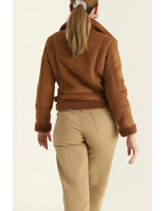 Taba İçi Kürklü Süet Mont