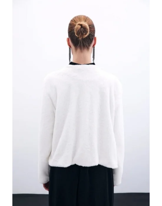 Yakasız Peluş Ceket