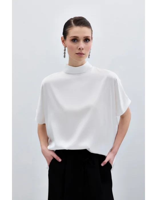 Yarasa Kol Salaş Bluz - Ekru