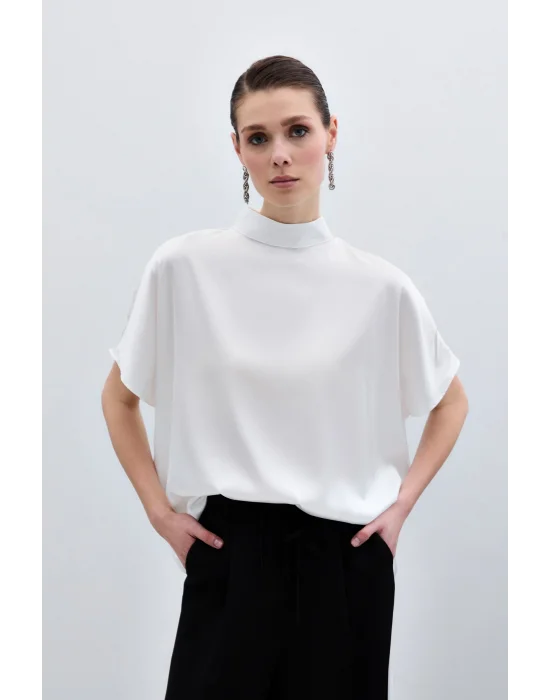 Yarasa Kol Salaş Bluz - Ekru