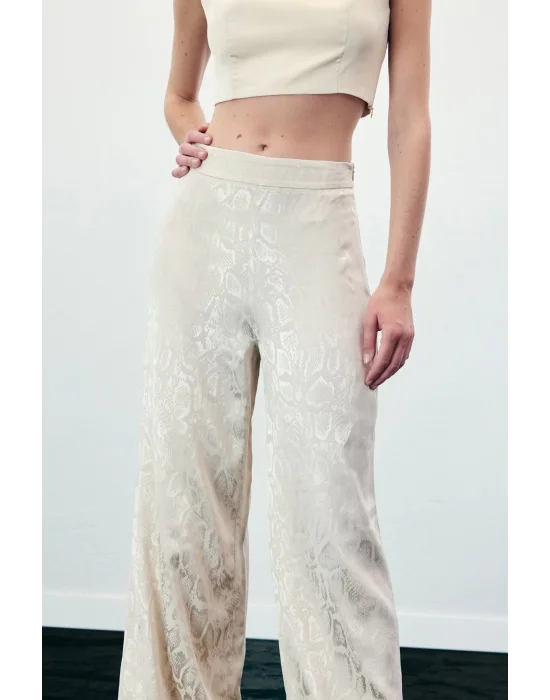 Yılan Desenli Pantolon - Bej