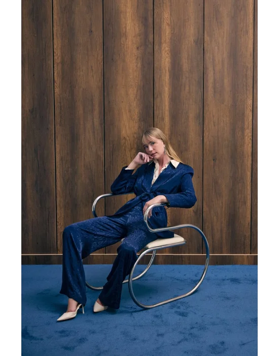 Yılan Desenli Pantolon - Lacivert