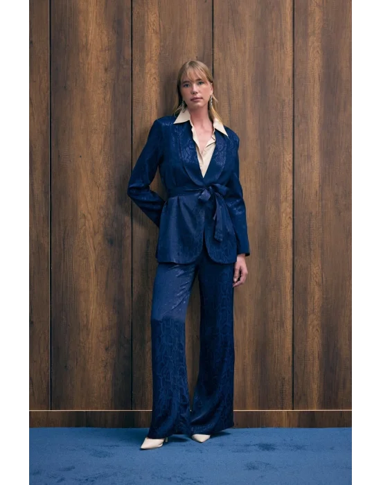 Yılan Desenli Pantolon - Lacivert