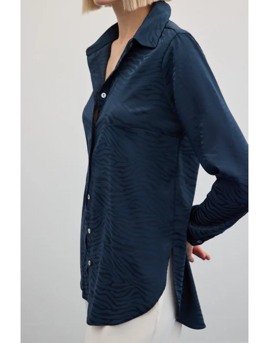 Zebra Desenli Gömlek - Lacivert