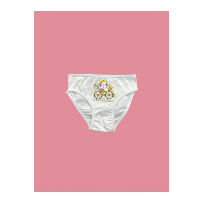 Baskılı Beyaz Kız Çocuk Külot 6lı