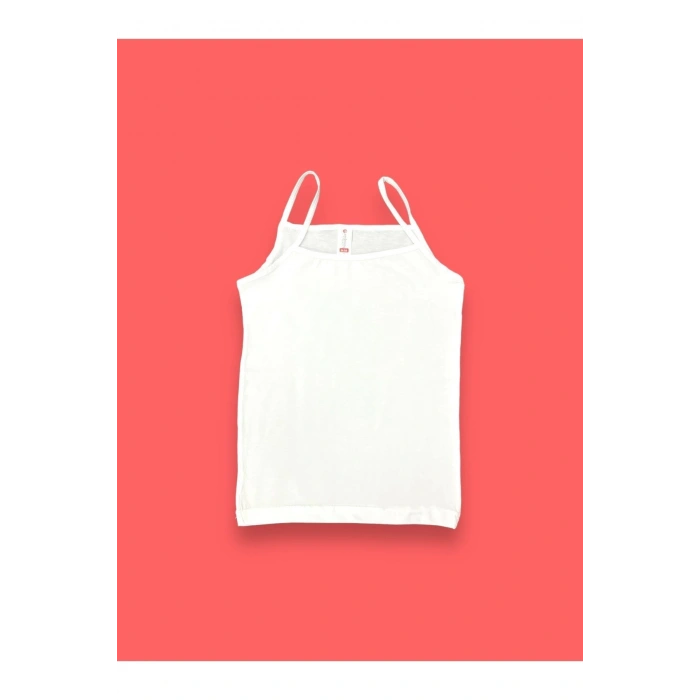 İp Askılı Pamuklu Kız Çocuk Beyaz Atlet 3lü