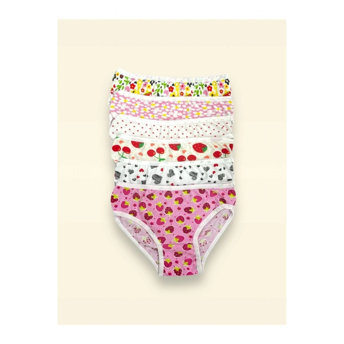 Karışık Renkli Desenli Kız Çocuk Külot 6lı