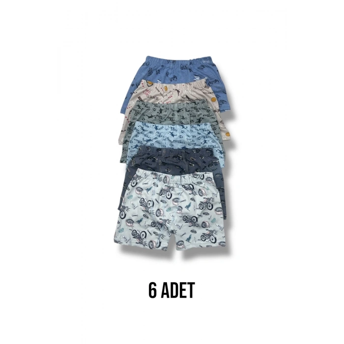 Karışık Desenli Erkek Çocuk Empirme Boxer 6lı