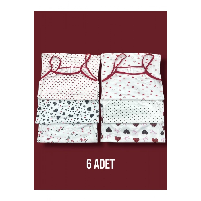 Karışık Desenli Kız Çocuk Atlet 6lı