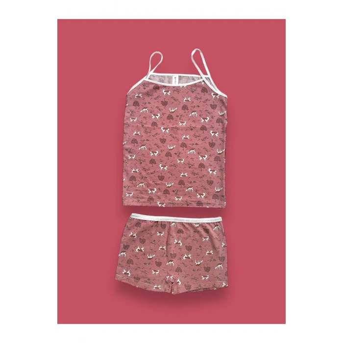 Desenli Kız Çocuk Atlet Boxer Takımı