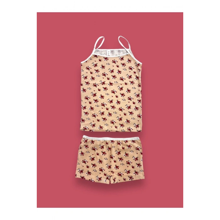 Desenli Kız Çocuk Atlet Boxer Takımı