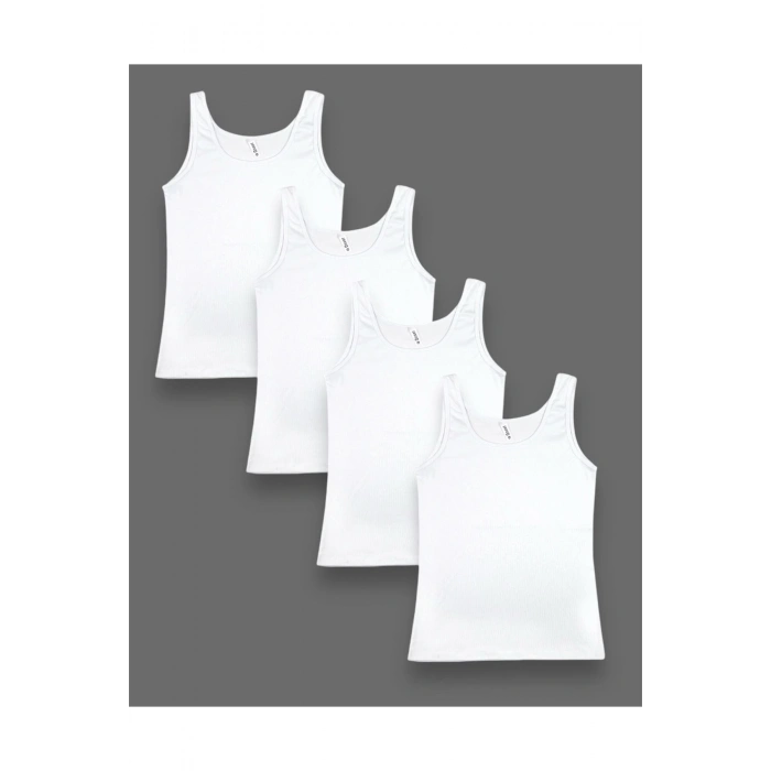 İnce Fitilli Kalın Askılı Pamuklu Kadın Atlet 4lü Paket