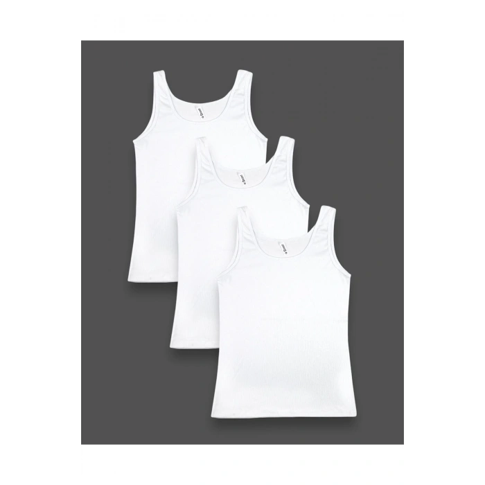 İnce Fitilli Kalın Askılı Pamuklu Kadın Atlet 3lü Paket