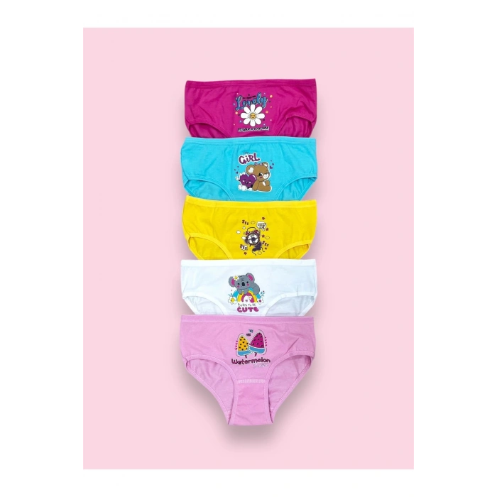 Renkli Baskılı Kız Çocuk Külot 5li
