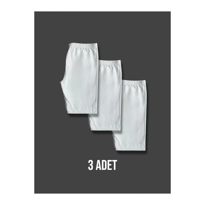 Kız Çocuk Paçalı Külot/Boxer Şort Beyaz 3lü
