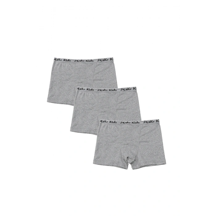 Pamuklu Likralı Erkek Çocuk Boxer 6lı Paket - Siyah & Gri