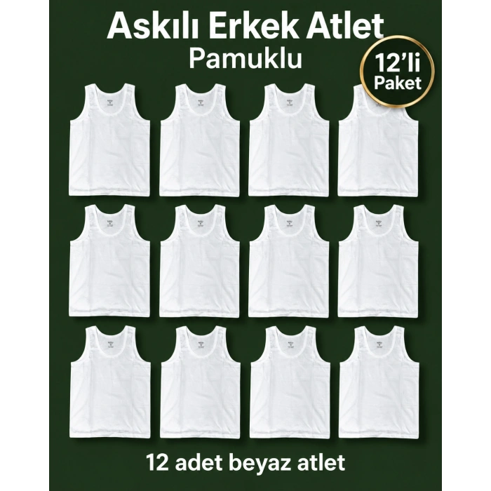 Askılı Erkek Atlet Pamuklu 12li Paket