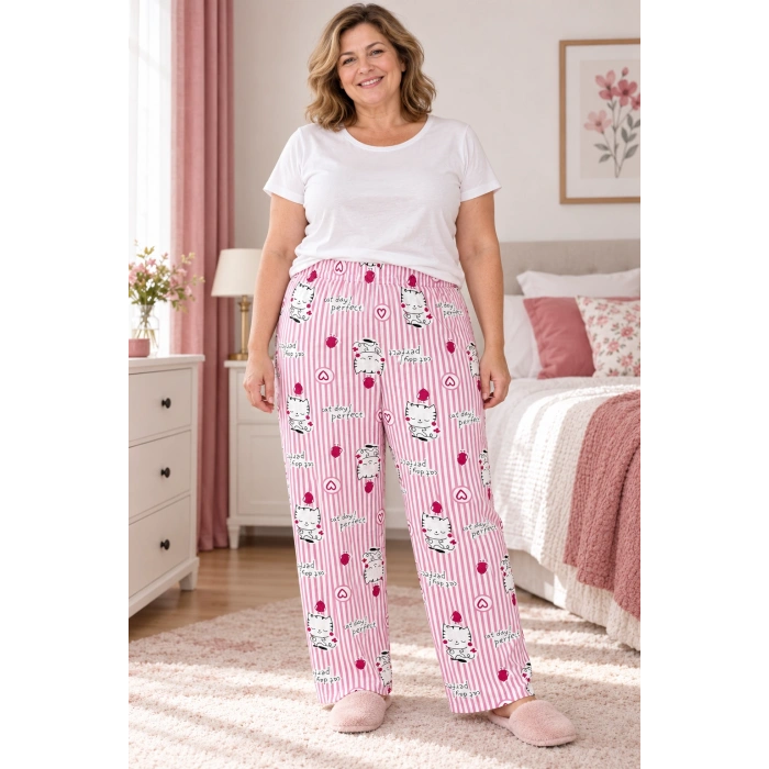 Desenli Penye Kadın Pijama Altı