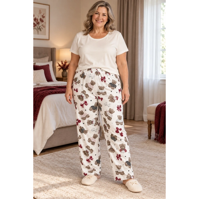 Desenli Penye Kadın Pijama Altı