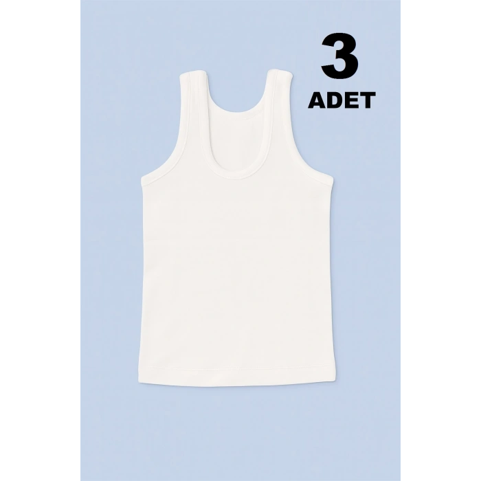 Ekonomik Erkek Çocuk Pamuklu Atlet 3lü Paket - Beyaz