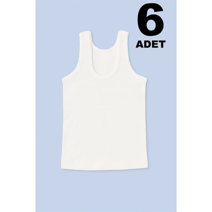 Ekonomik Erkek Çocuk Pamuklu Atlet 6lı Paket - Beyaz