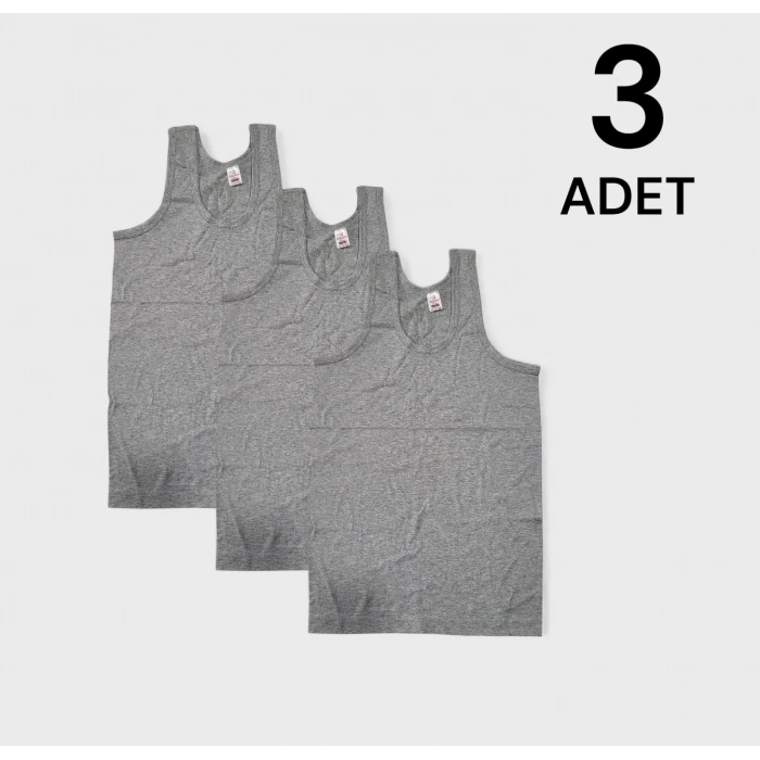 Ekonomik Erkek Çocuk Pamuklu Atlet 3lü Paket - Gri