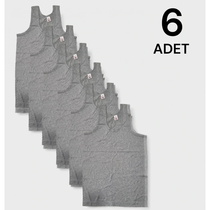 Ekonomik Erkek Çocuk Pamuklu Atlet 6lı Paket - Gri