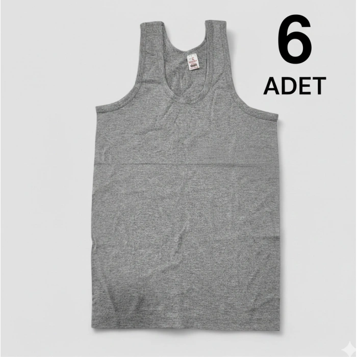 Ekonomik Erkek Çocuk Pamuklu Atlet 6lı Paket - Gri