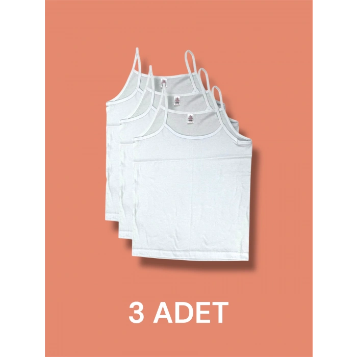 Ekonomik İnce Askılı Kız Çocuk Pamuklu Atlet 3lü Paket