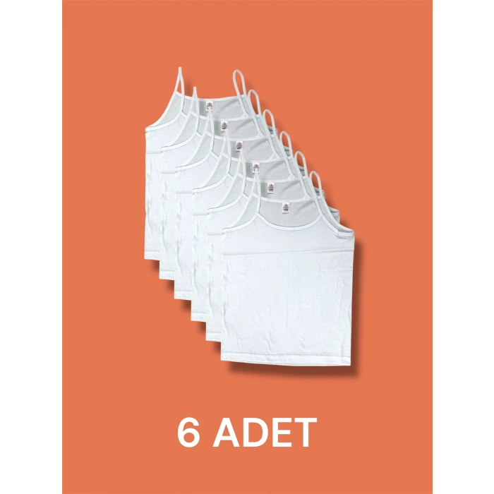Ekonomik İnce Askılı Kız Çocuk Pamuklu Atlet 6lı Paket