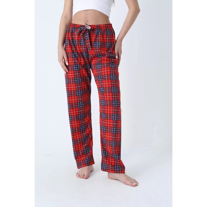 Ekose Desenli Beli Lastikli Unisex Pijama Altı