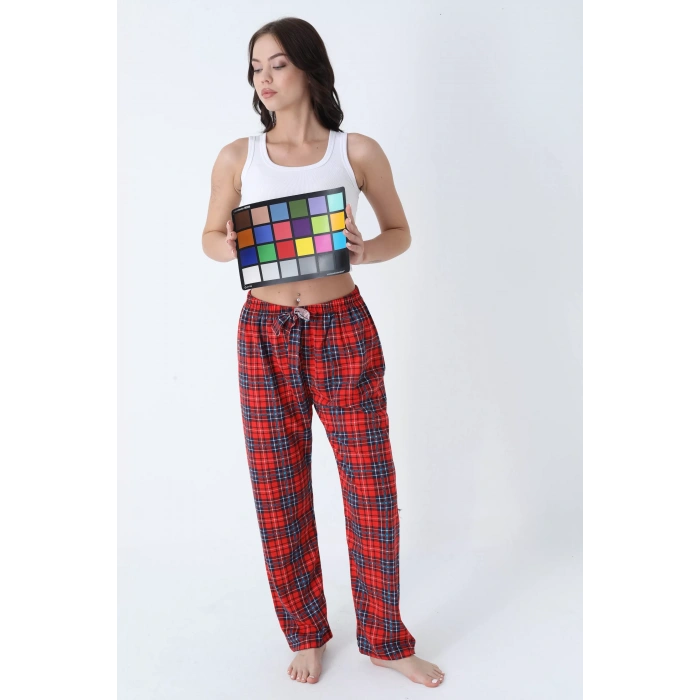 Ekose Desenli Beli Lastikli Unisex Pijama Altı